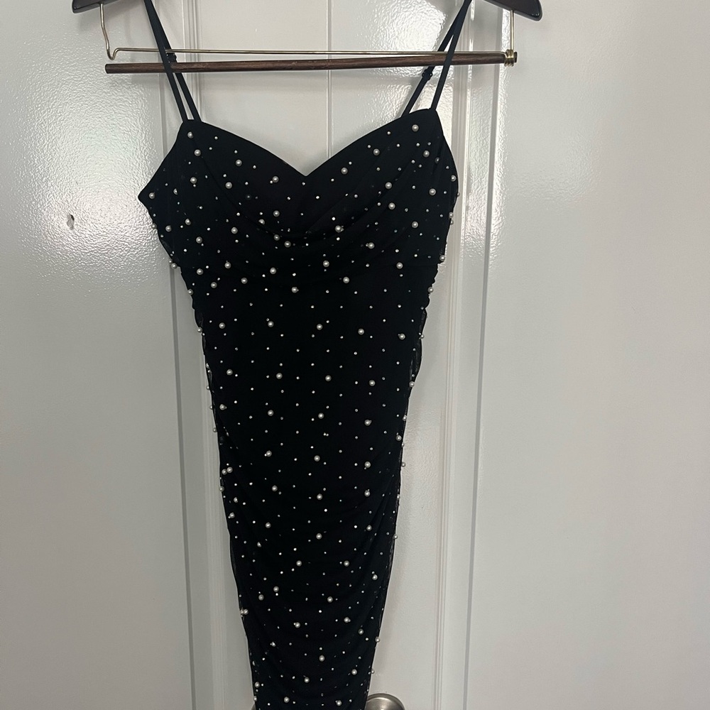 Black Dress with Pearl Accents from Macy’s